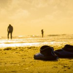Sunny evening on beach